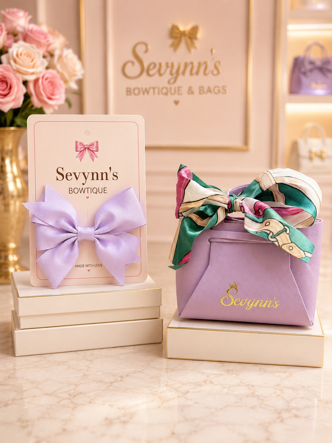 Lavender Dreams Bow & Mini Handbag Set