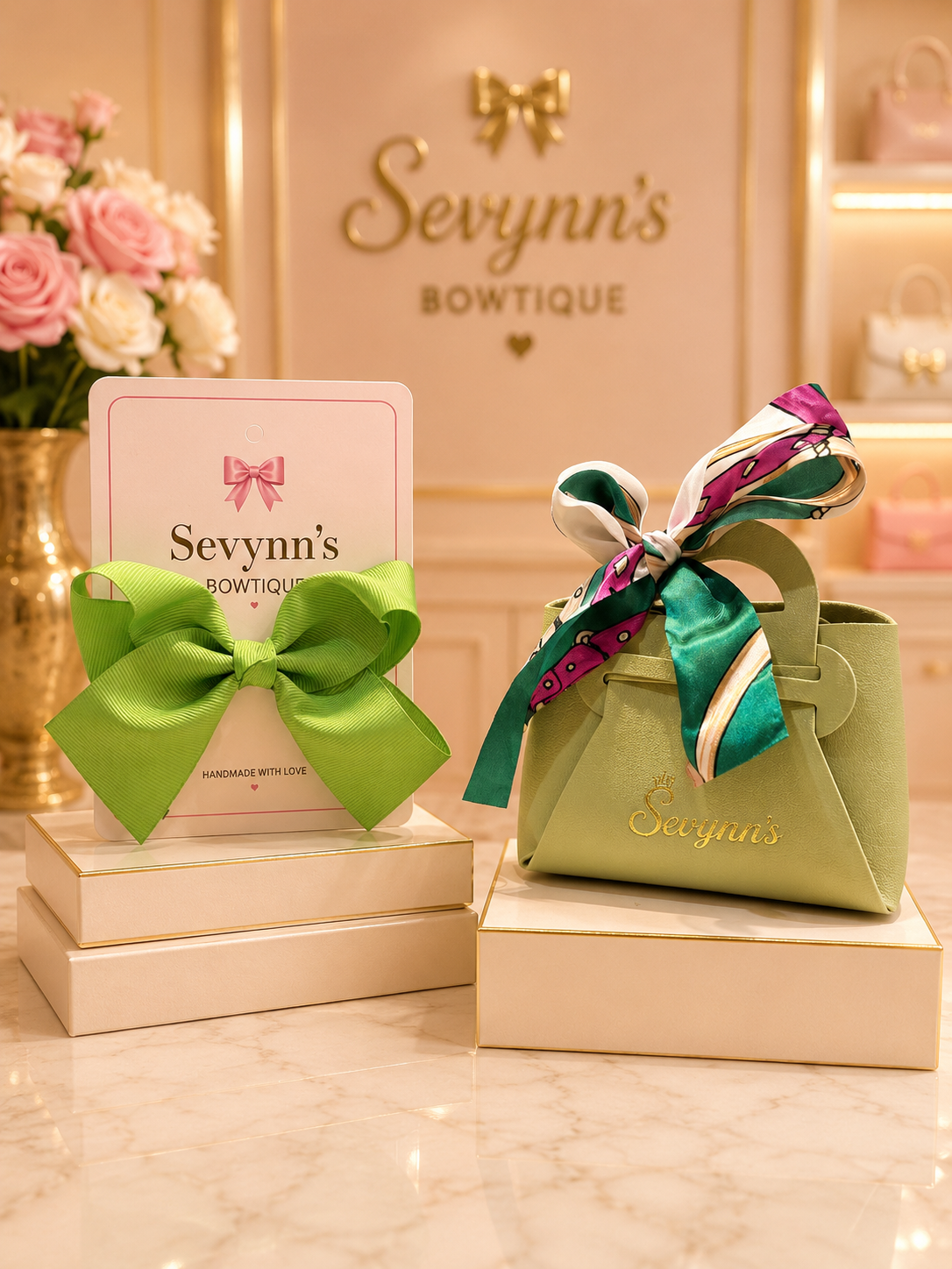 Mint Princess Bow & Mini Handbag Set